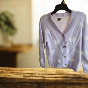 Girls Vince Camuto Lavender Heart Cardigam